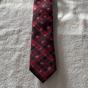 Christmas Red and Black Plaid Tie